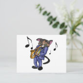 Het Spelen van de kat Saxofoon Briefkaart (Staand voorkant)