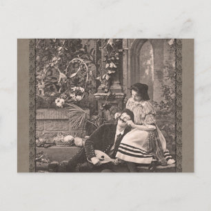 Het Spelen van het meisje met de Grappige Vintage Briefkaart