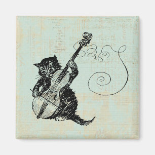 Het spelen van Violin Blauwgroen Music Cat Illustr Magneet