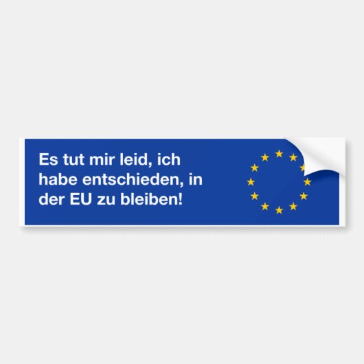 "Het spijt me dat de EU"-bumpersticker in het Duit Bumpersticker (Voorkant)