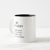 Het spijt me dat het midden van mijn zin onderbrok tweekleurige koffiemok (Voorkant links)