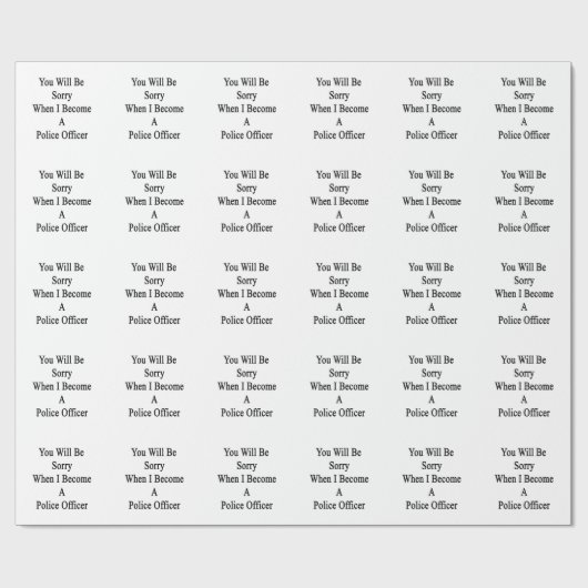 Het spijt me dat ik politieagent word. cadeaupapier (Vlak)