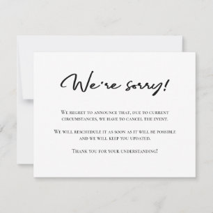 Het spijt ons dat de zwarte witte annulering is aa notitiekaartje