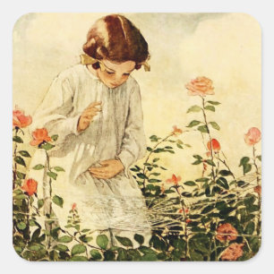 Het spinnenweb door Jessie Willcox Smith Vierkante Sticker