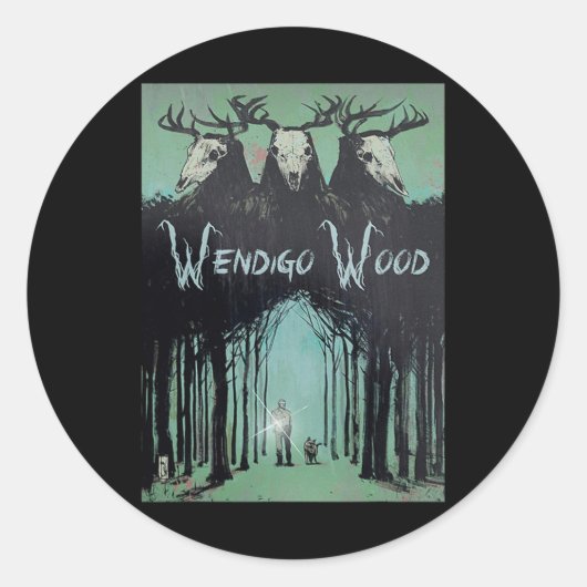 Het spook van het bos Cryptid Wendigo Wood Ronde Sticker (Voorkant)