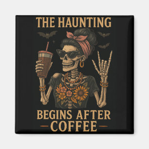 Het spookachtige begint na koffie - koelkastmagnee magneet