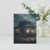 Het spookachtige verlaten circus carnaval briefkaart (Staand voorkant)