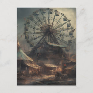 Het spookachtige verlaten dystopische carnaval briefkaart