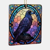 Het Spooky Raven Glas in lood Keramisch Ornament (Rechts)