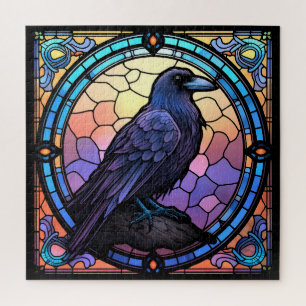 Het Spooky Raven Glas in lood Legpuzzel