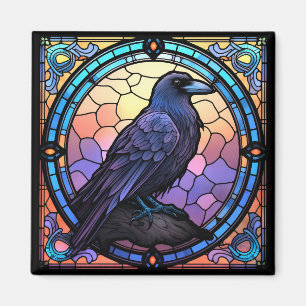 Het Spooky Raven Glas in lood Magneet