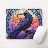 Het Spooky Raven Glas in lood Muismat (Met muis)