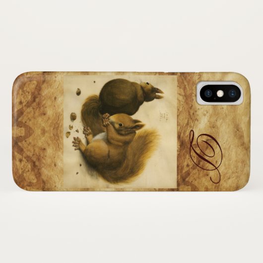 HET SQUIRREL MET NUTS-MONOGRAM Case-Mate iPhone CASE (Achterkant (horizontaal))