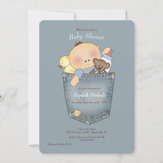 Het staat in de Pocket Baby shower Invitation Kaart (Voorkant)