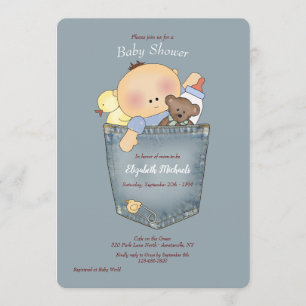 Het staat in de Pocket Baby shower Invitation Kaart