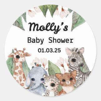 Het staat op het punt om wild Baby shower rond de  Ronde Sticker