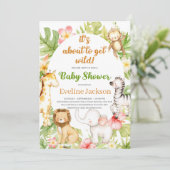 Het staat op het punt om wild Baby shower uitnodig Kaart (Staand voorkant)