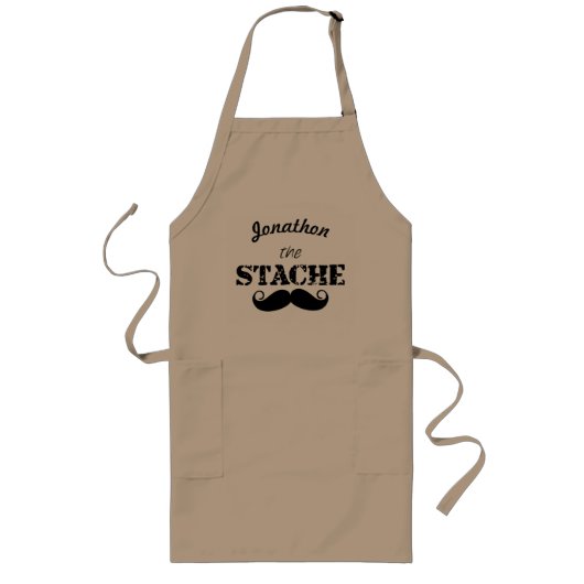 Het Stache Mustache Pattern Lang Schort (Voorkant)