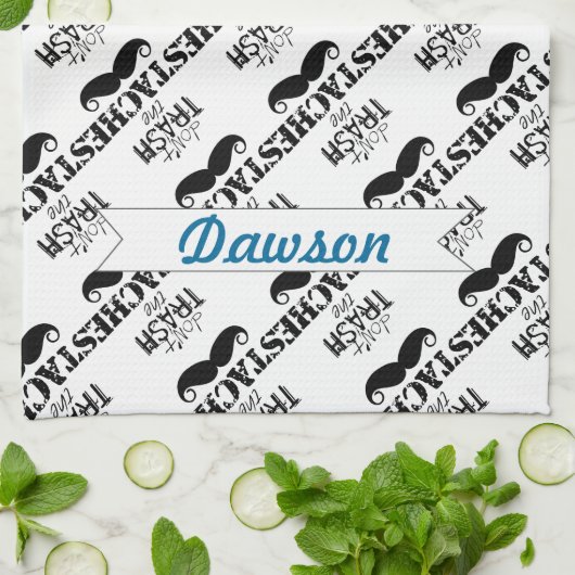 Het Stache Mustache Pattern Theedoek (Gevouwen)