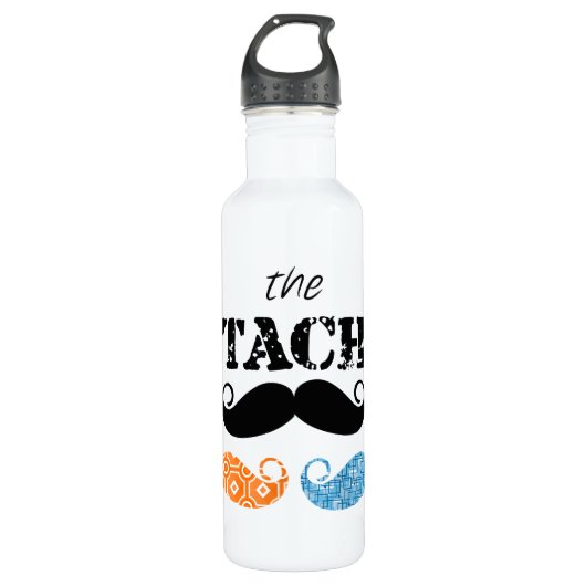 Het Stache Mustache Pattern Waterfles (Voorkant)
