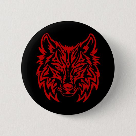 Het stammen Rood van de Wolf Ronde Button 5,7 Cm (Voorkant)