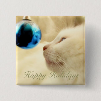 Het staren op een Blauwe Ster Vierkante Button 5,1 Cm