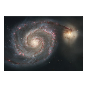 Het sterrenstelsel Whirlpool M51 & begeleider in d Foto Afdruk