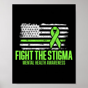 Het stigma Amerikaanse vlag mentale gezondheid bew Poster