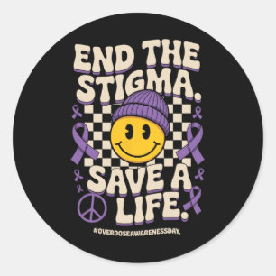 Het Stigma Beëindigen Red Een Leven Groovy Overdos Ronde Sticker