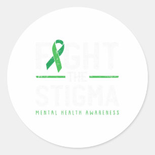 Het Stigma Mental Health Awareness Groen Lint 1 Ronde Sticker