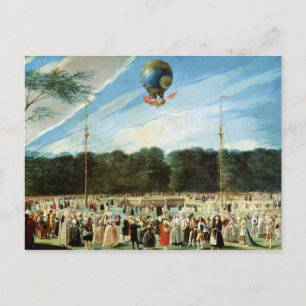 Het stijgen van de Ballon Montgolfier bij Briefkaart