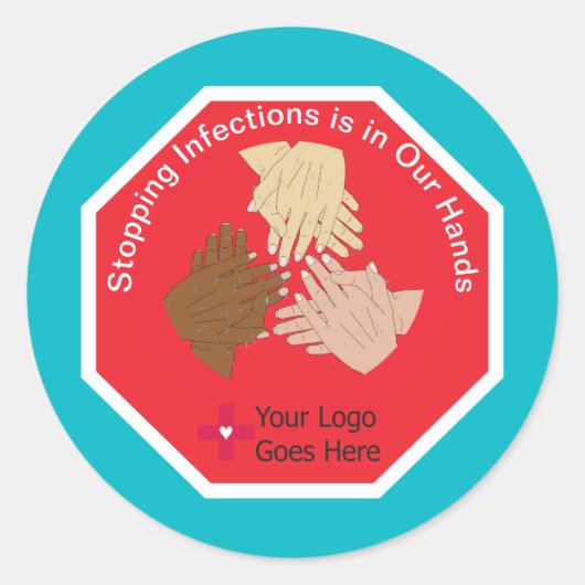 Het stoppen van infecties is in onze handen Handhy Ronde Sticker (Voorkant)
