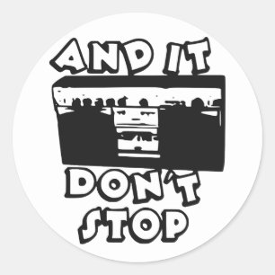 Het stopt niet aan de zijkant ronde sticker