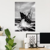Het storm op het zee | AI Art Poster (Thuiskantoor)