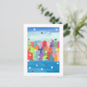 Het Storm van de Sneeuw van de stad Briefkaart (Staand voorkant)