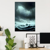 Het stormachtige zee | AI Art Poster (Thuiskantoor)