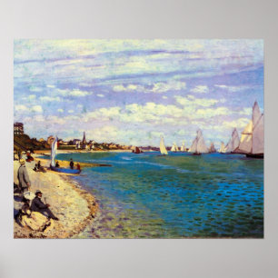 Het strand bij Sainte Adresse van Claude Monet Poster