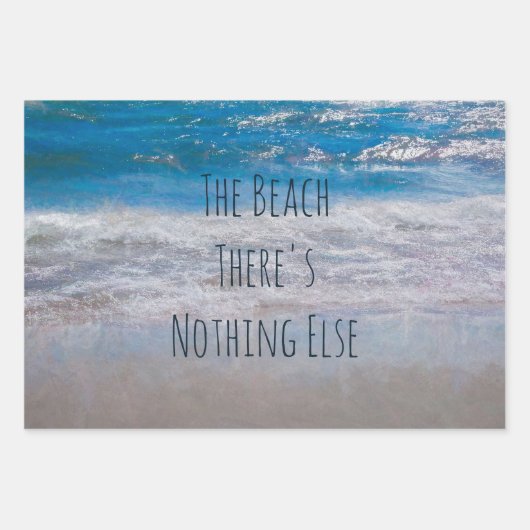 Het strand Blue White Tropical Ocean Waves Coastal Inpakpapier Vel (Voorkant)