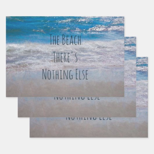 Het strand Blue White Tropical Ocean Waves Coastal Inpakpapier Vel (Set)