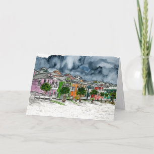 het strand huisvest tropische kunsttekening kaart