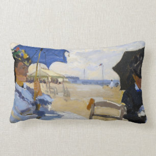 Het strand in Trouville Claude Monet Kussen