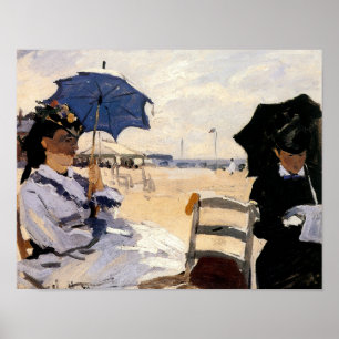 Het strand in Trouville Poster