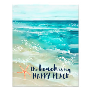 Het strand is mijn gelukkige plek waar ik sterren  foto afdruk