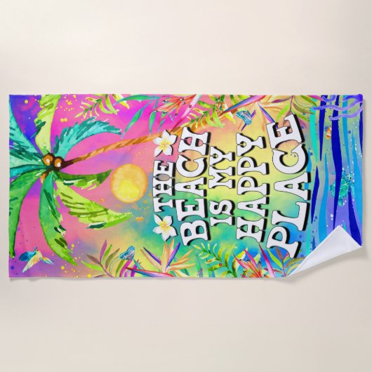 Het strand is mijn Happy Place Beach Towel. Strandlaken (Voorkant)