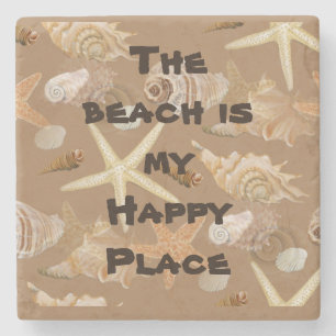 Het strand is Mijn Happy Place Fun Quote Seashells Stenen Onderzetter
