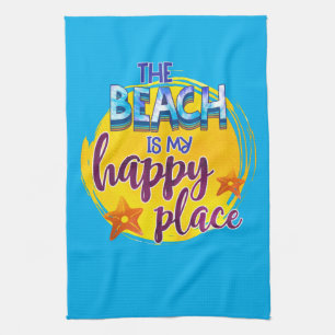 Het strand is mijn Happy Place Quote Ocean Zee Fun Theedoek