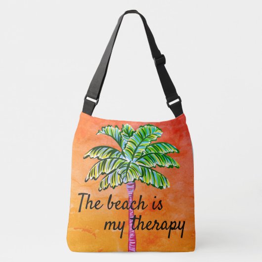 Het strand is mijn Therapie Sinaasappel Tropische  Crossbody Tas (Voorkant)