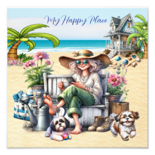 Het strand - mijn gelukkige plek foto afdruk