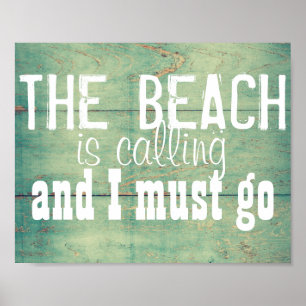 het strand noemt de kunstmuren blauwgroen blauw poster