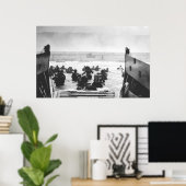 Het strand op D-dag tekenen Poster (Thuiskantoor)